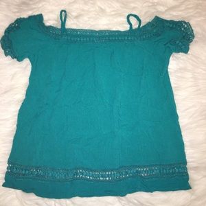 Teal flowy shirt